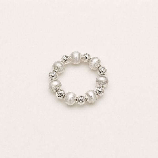 Sterling Silver Beaded Elastic Ring