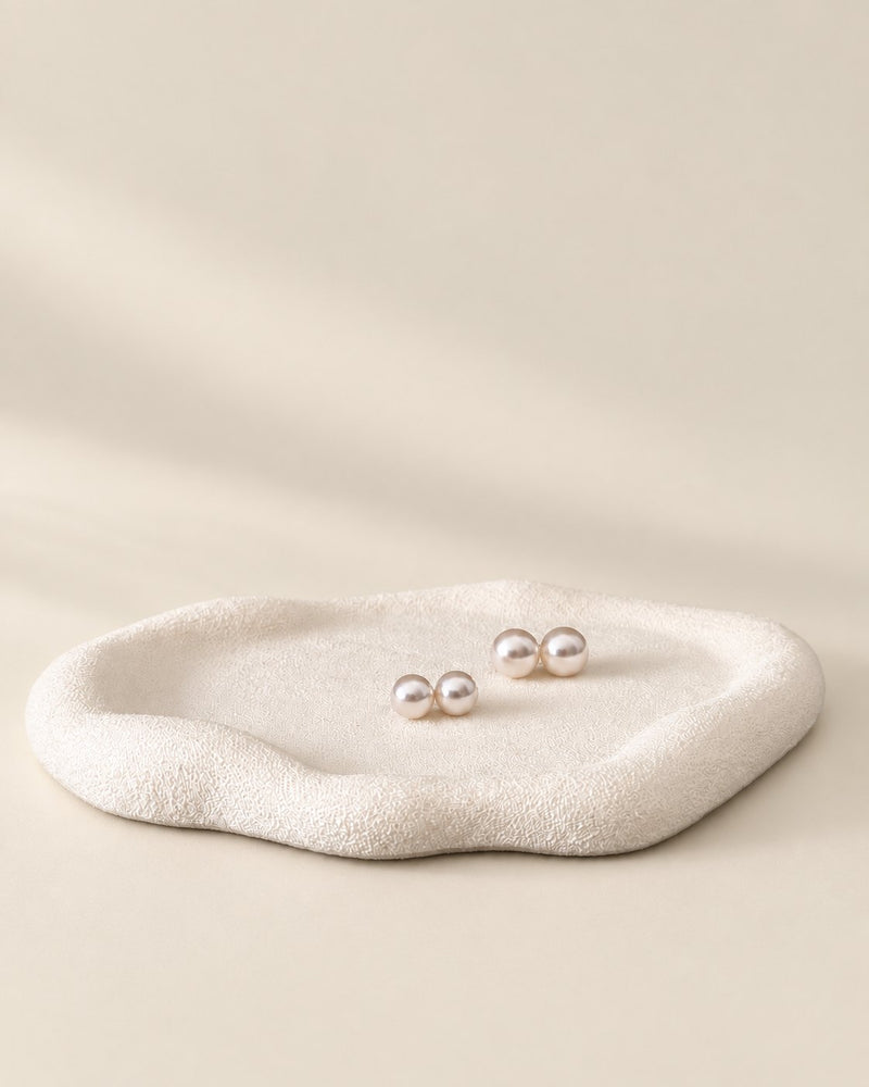Claire and Aurore shell pearl studs, white and pink