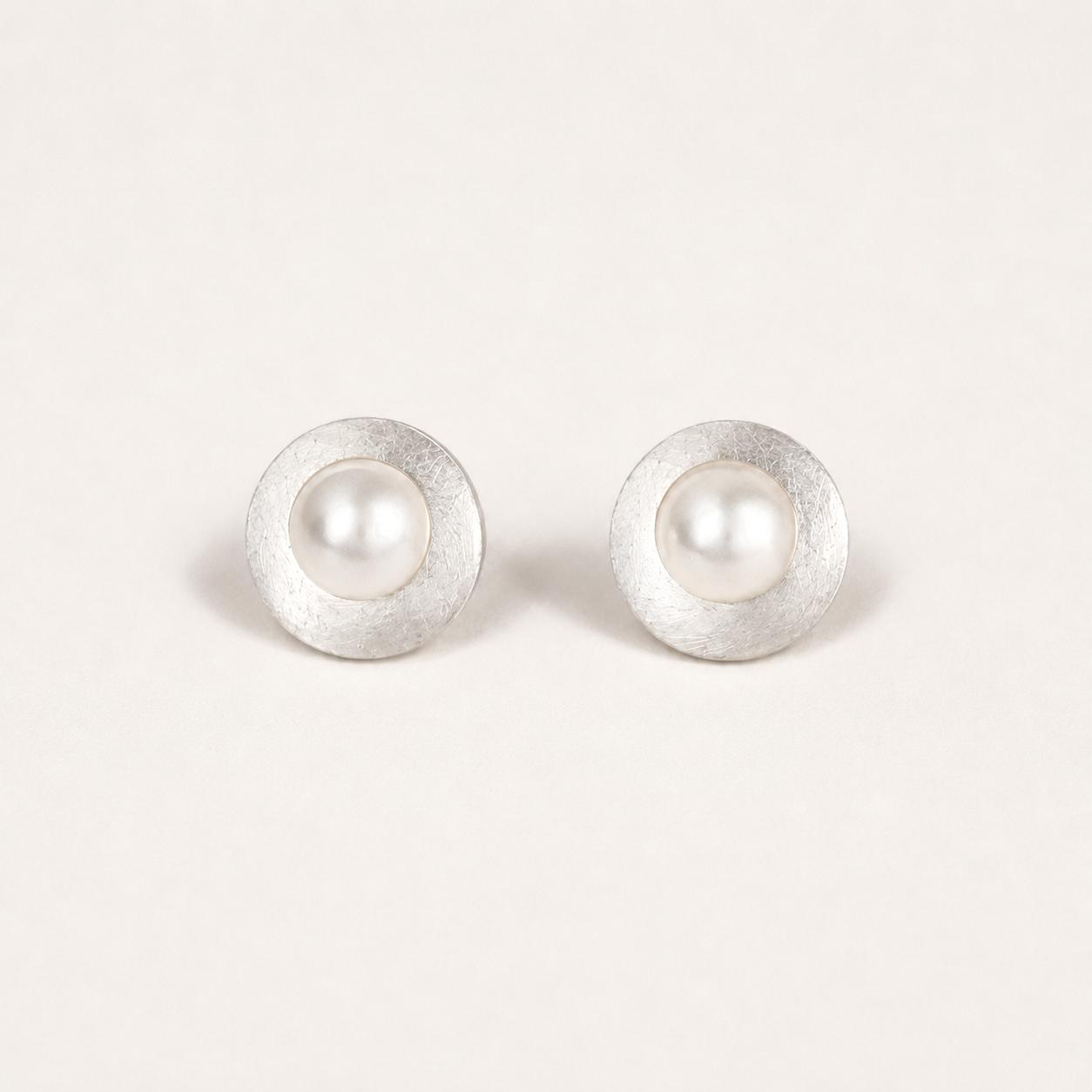 Gold-Plated Pearl Disc Earrings