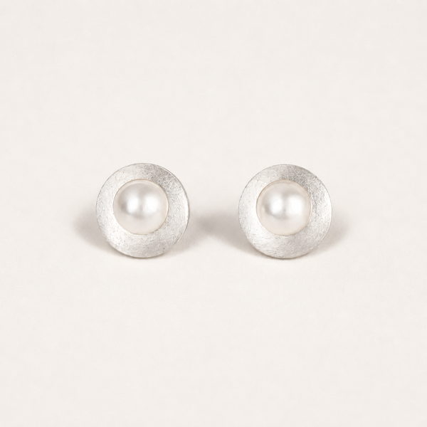 Gold-Plated Pearl Disc Earrings