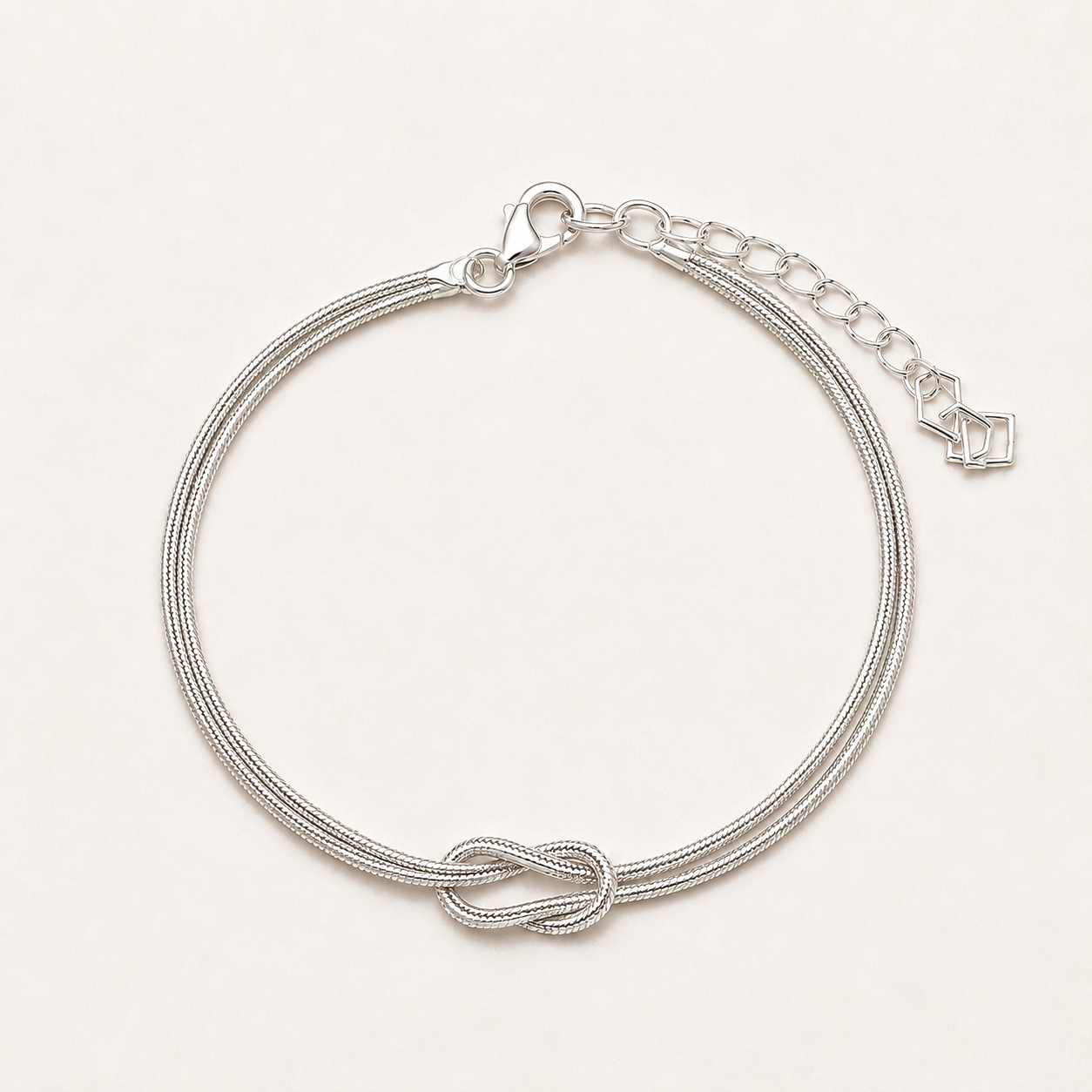 Sterling Silver Infinity Knot Snake Chain Bracelet