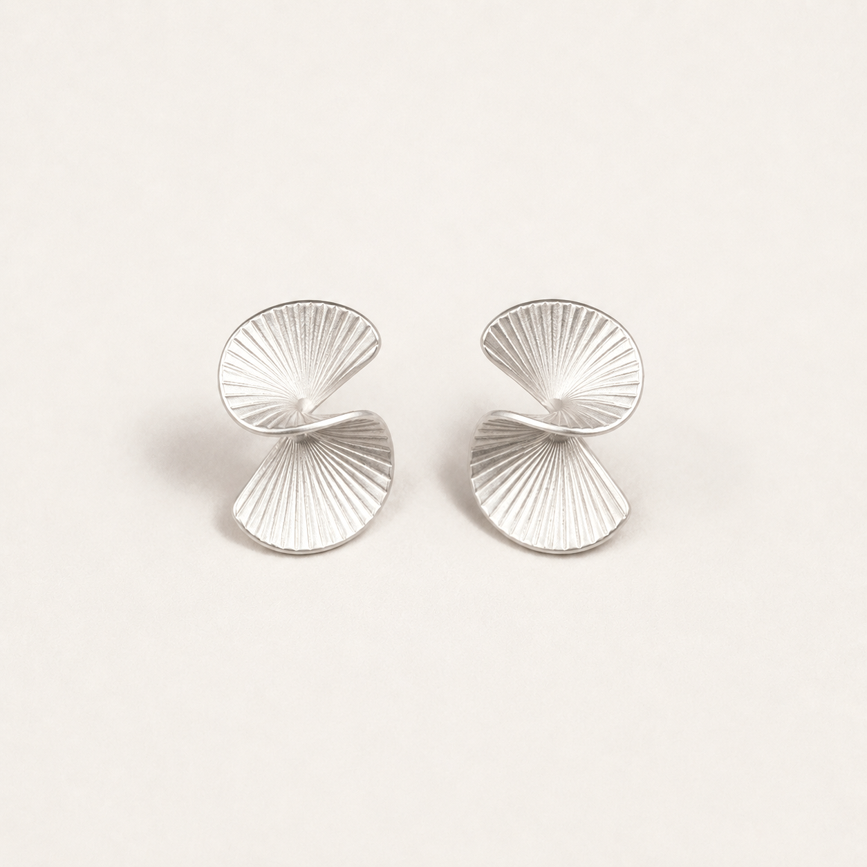 Sterling Silver Matte Fan Earrings