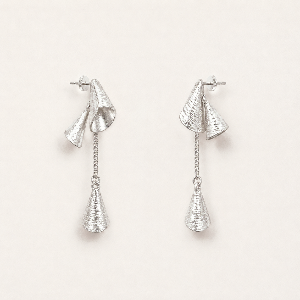 Silver Tiered Tassel Drop Earrings