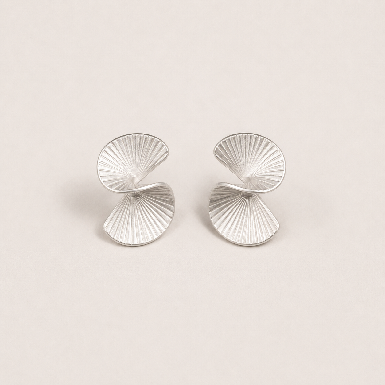 Sterling Silver Matte Fan Earrings