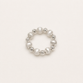 Gemina sterling silver elastic ring with alternating brushed and diamond-cut beads