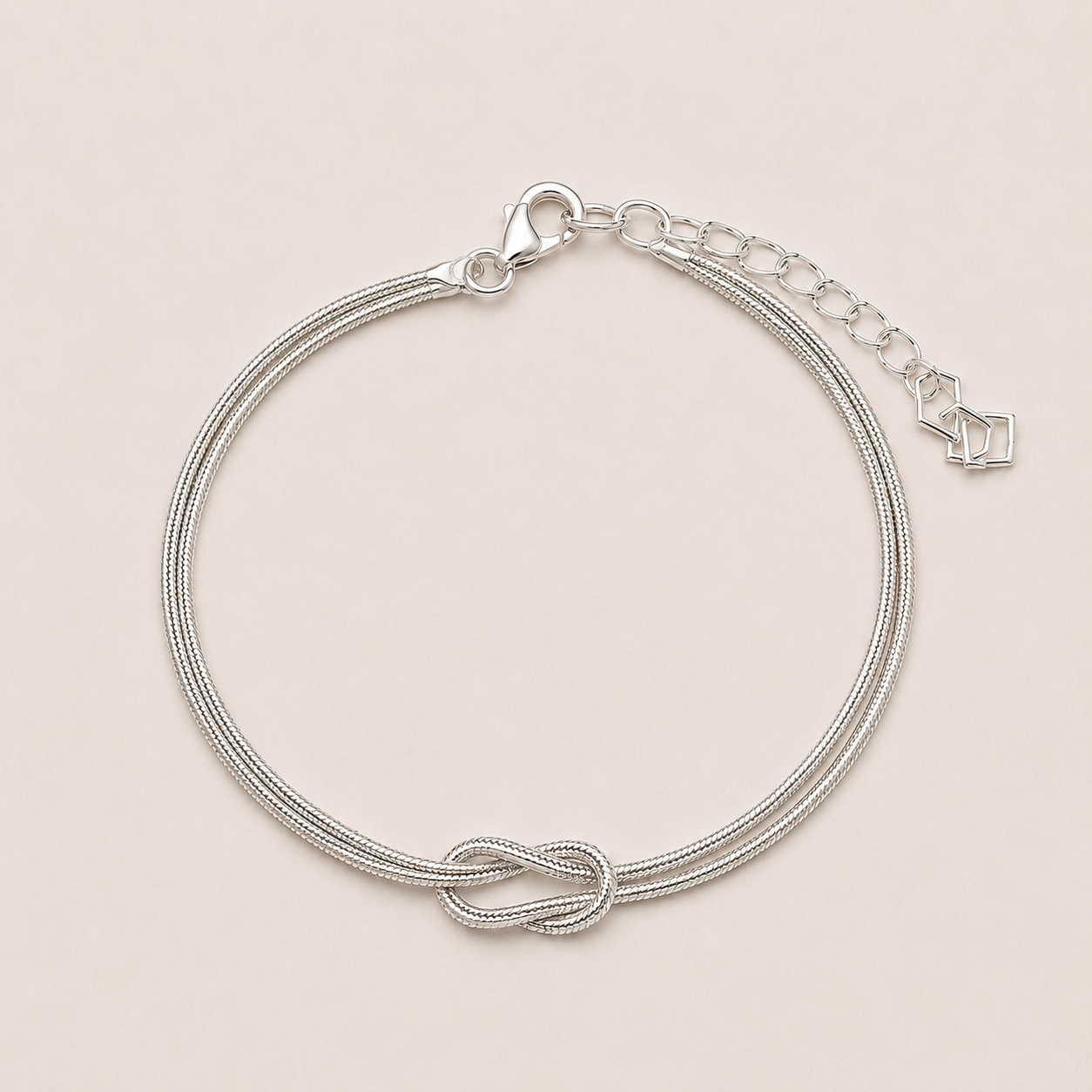 Sterling Silver Infinity Knot Snake Chain Bracelet