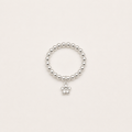 Sterling Silver Flower Charm Beaded Ring