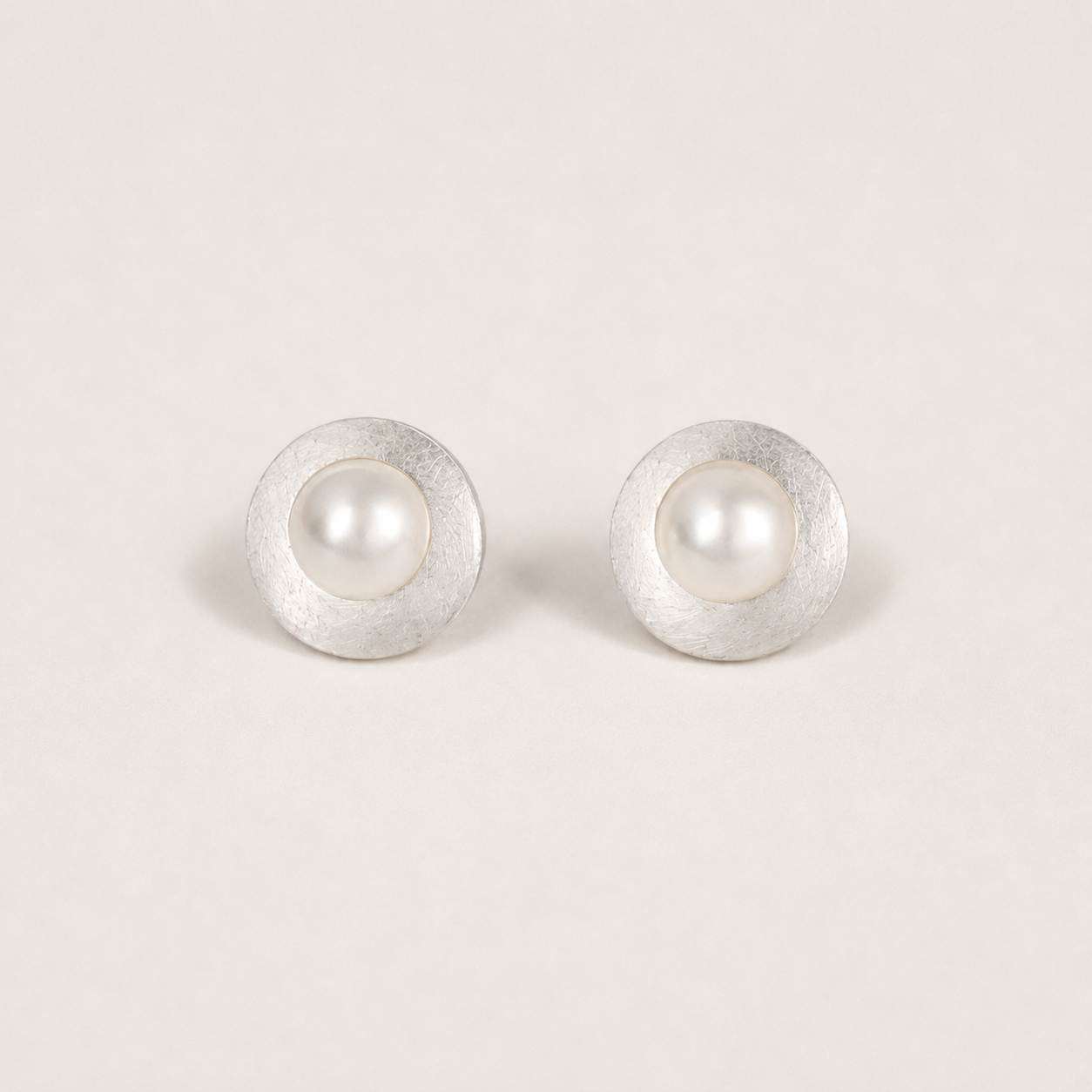 Gold-Plated Pearl Disc Earrings