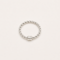 Gemina sterling silver twisted rope ring with a barrel bead detail