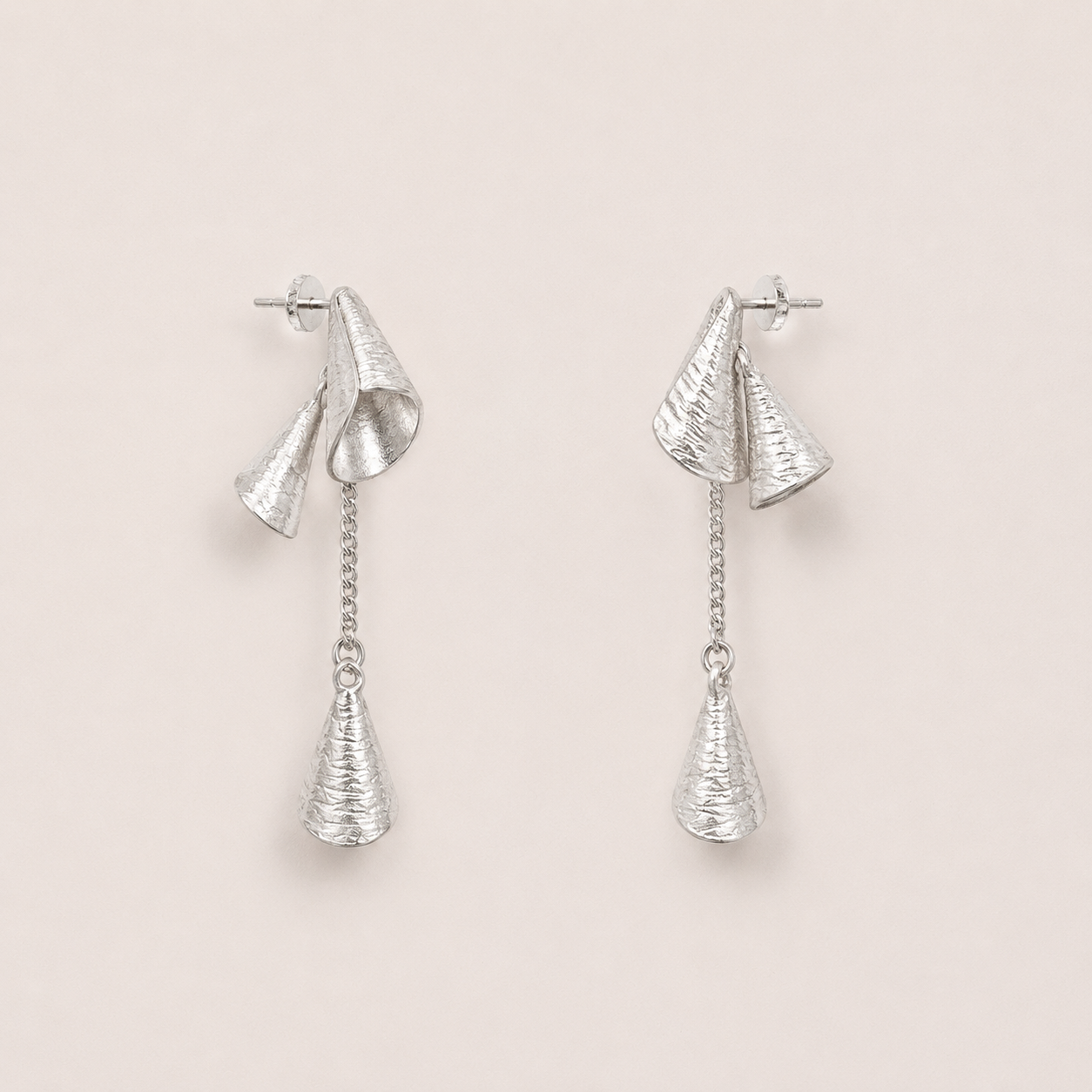 Silver Tiered Tassel Drop Earrings