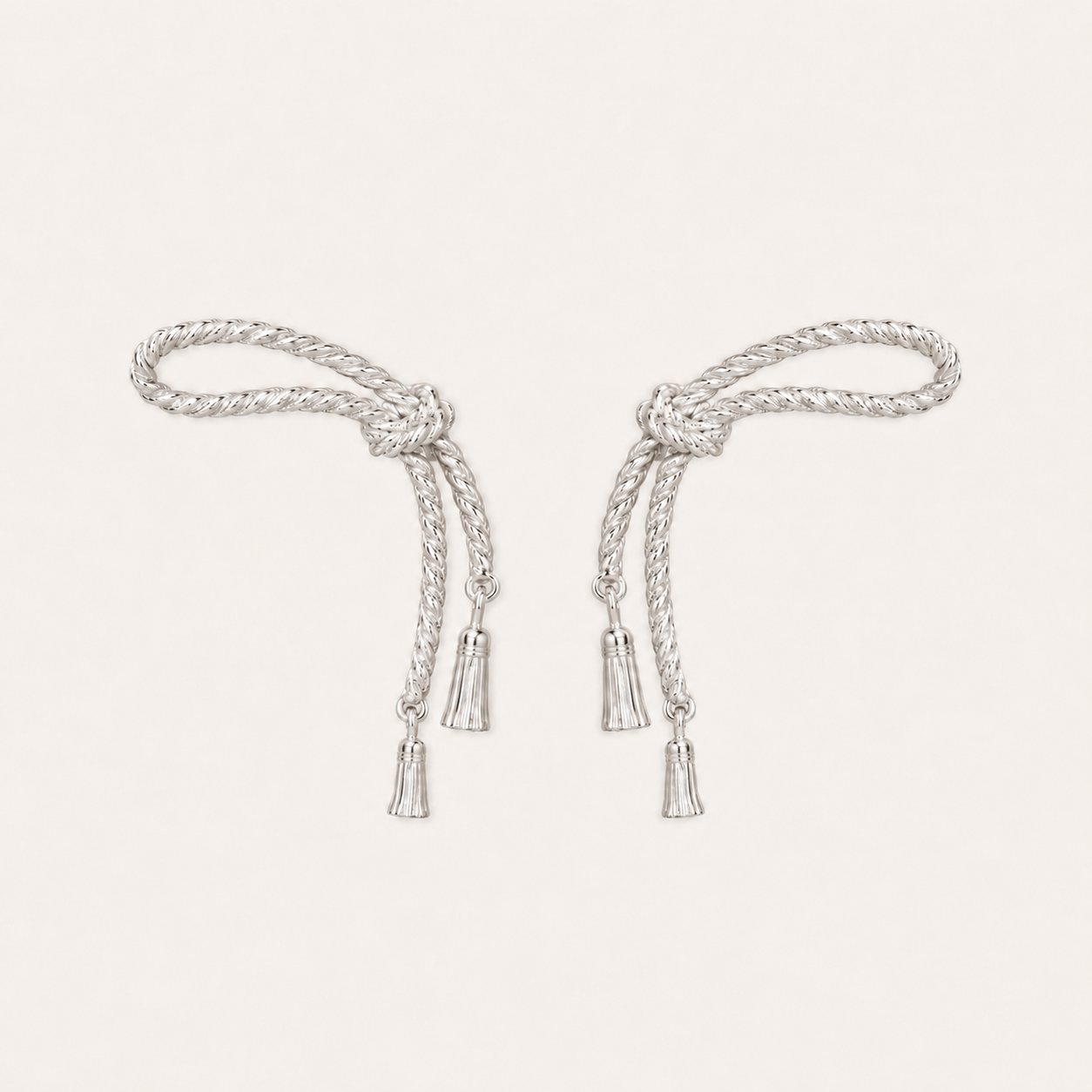 Sterling Silver Bow Tassel Earrings