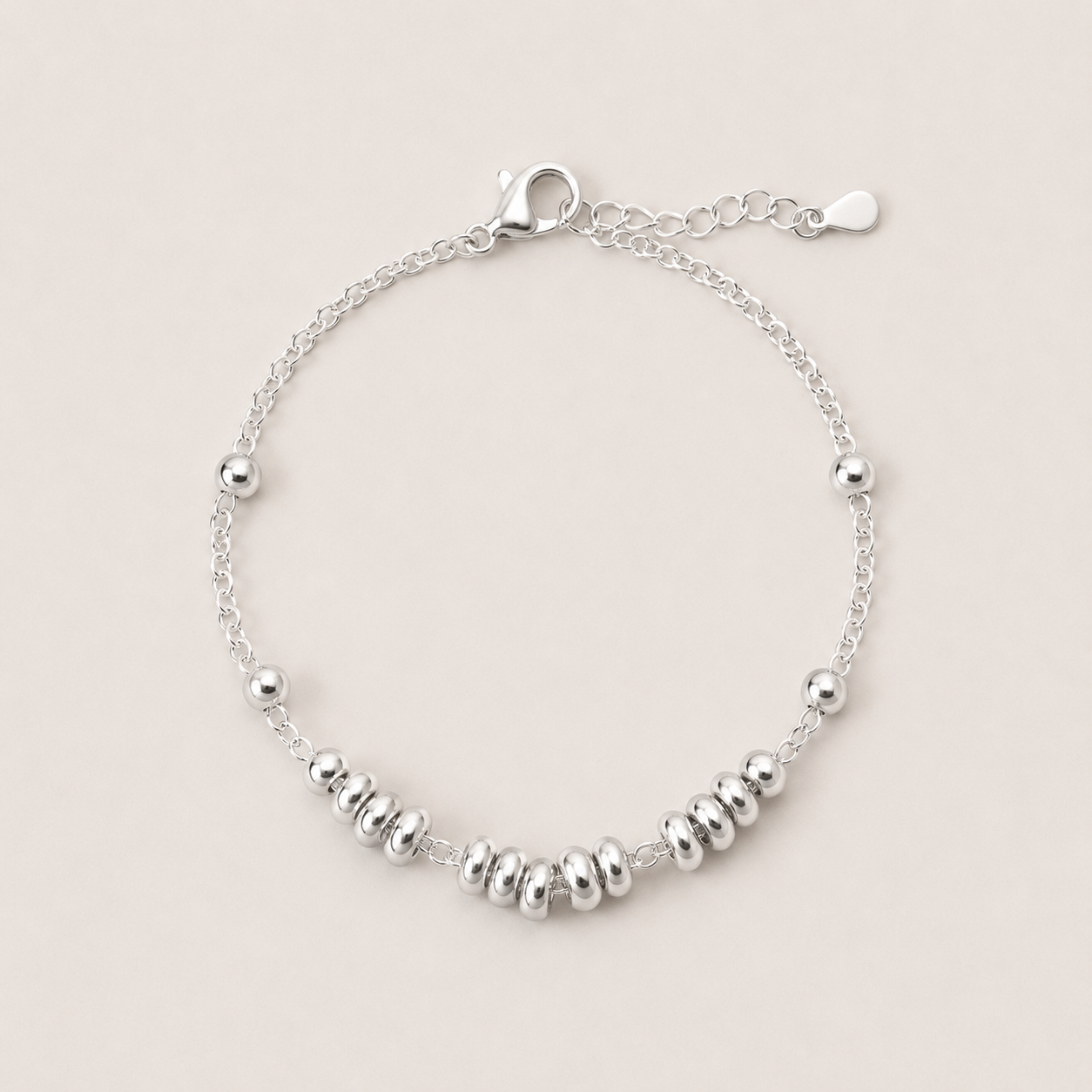 Sterling Silver Beaded Chain Bracelet