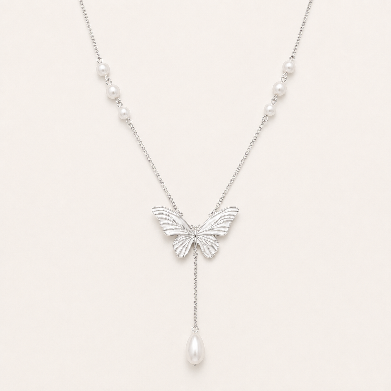 Margot Enamel Butterfly Pearl Necklace