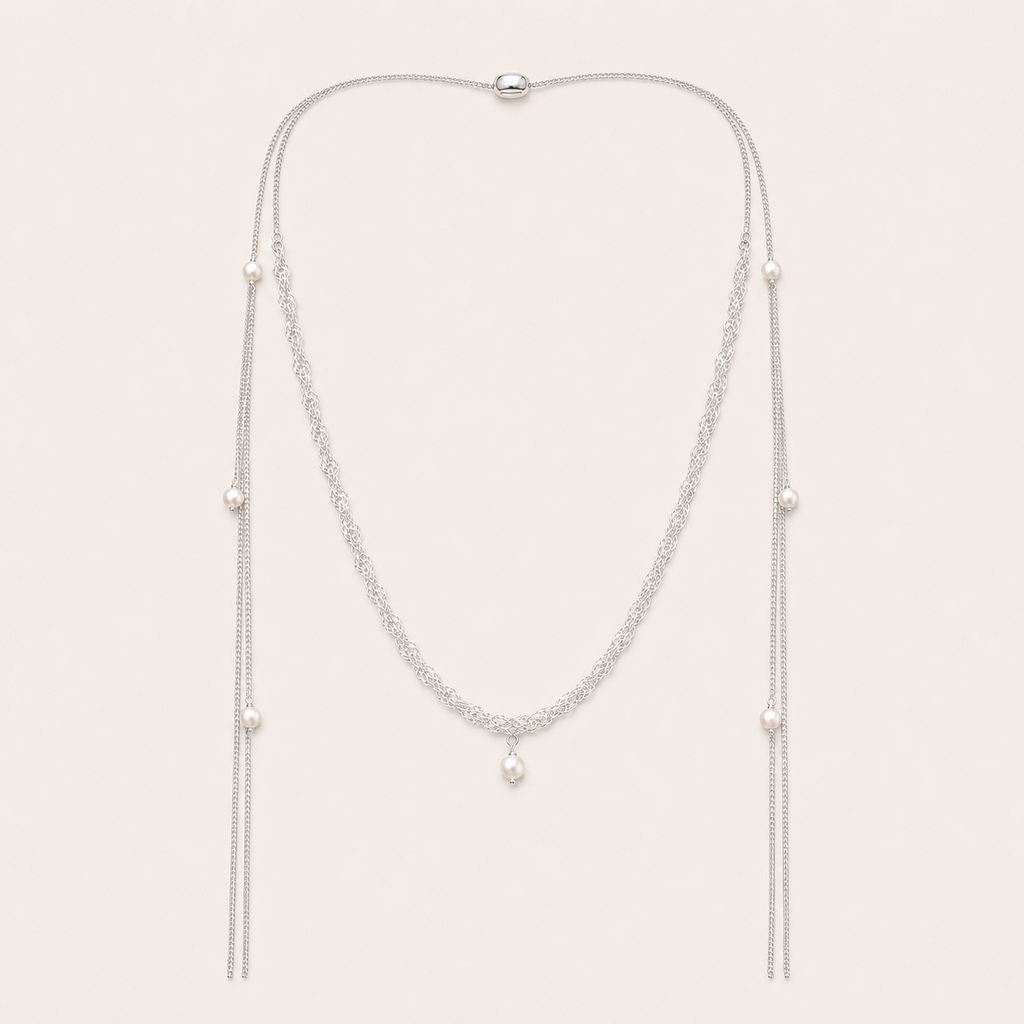 Delphine Cascading Pearl Tassel Necklace