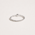 Gemina 925 sterling silver beaded elastic ring with faceted beads and a polished ball