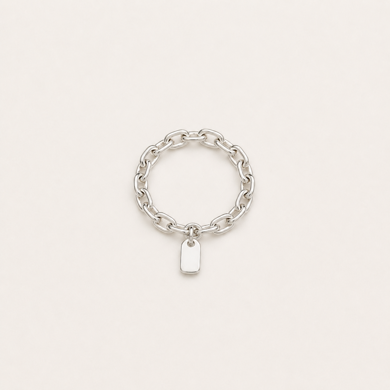 Sterling Silver Chain Tag Ring