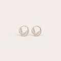 Gemina Manon silver huggie hoop earrings set with a beaded pearl wreath
