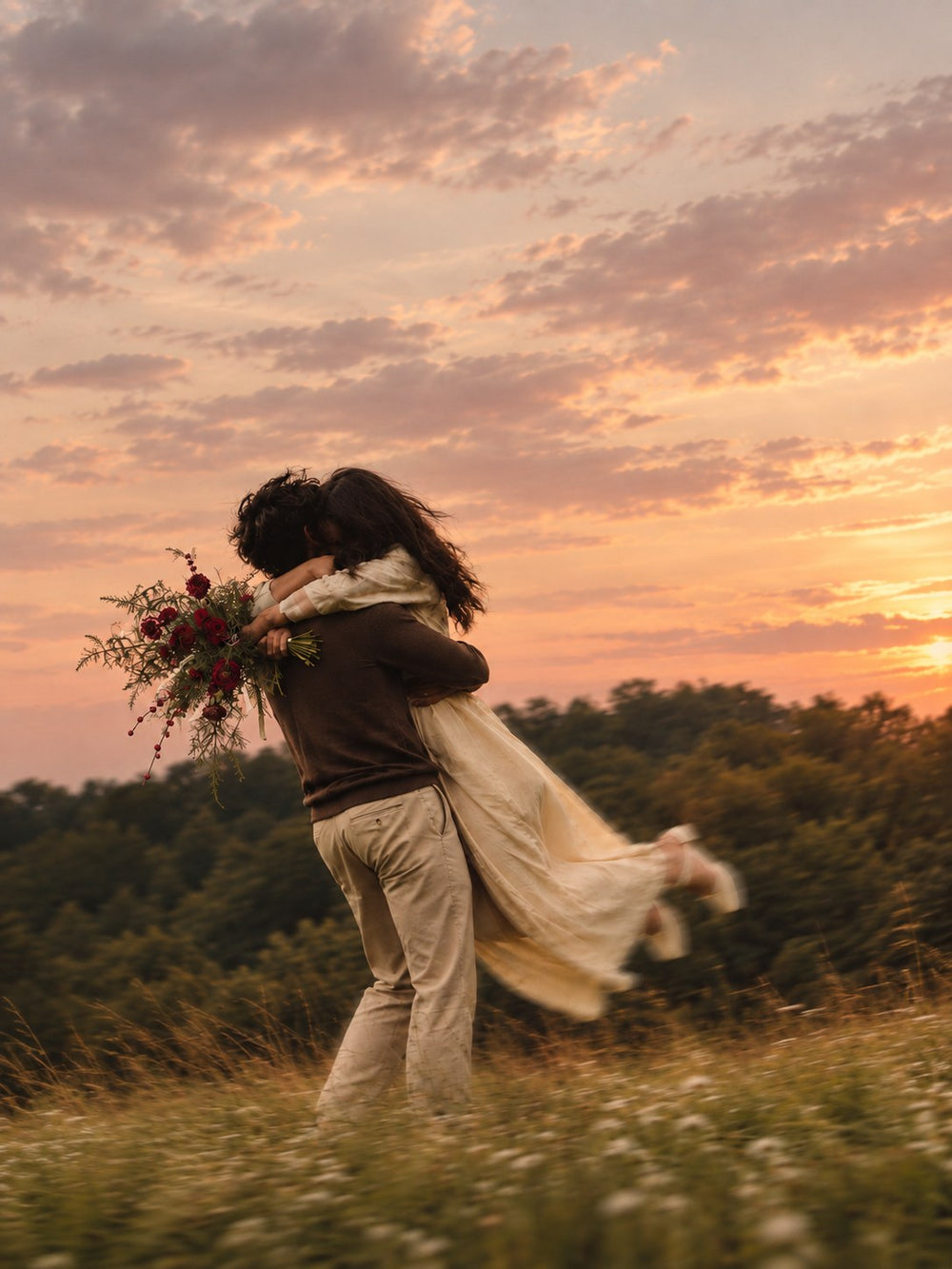 Date Night: a couple at sunset in a field